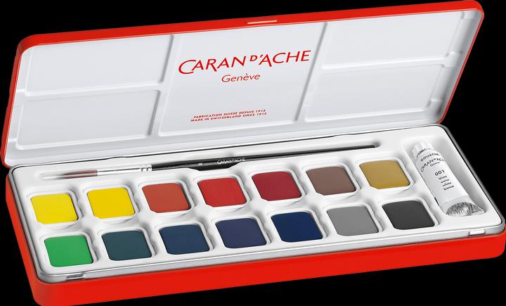 Produktbild Caran d'Ache Gouache Studio Tabletten Metallschachtel (Mehrfarbig, Grün, Lindgrün)