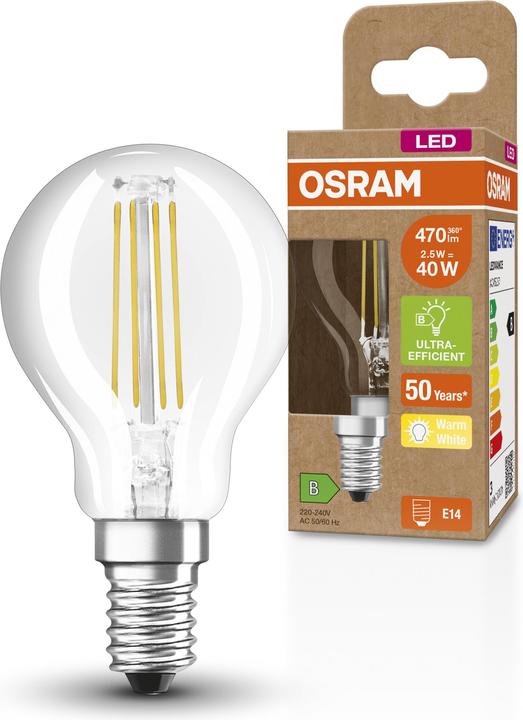 Productafbeelding Osram OSR LEDFil Drip.Ultra 2,5W kl (E14, 2.50 W, 470 lm, 6 x, B)