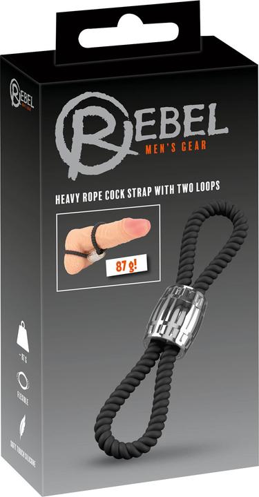 Actual product image Rebel Heavy Rope Cock Strap with two Loops (5.50 cm)