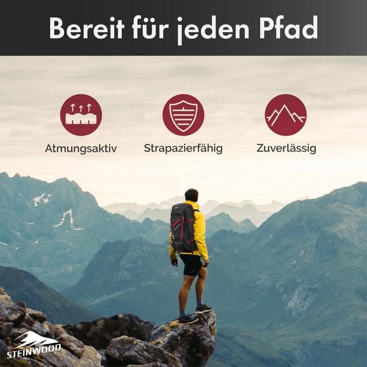 Actual product image Steinwood Wanderrucksack 35L - Wasserabweisend, mit Regenschutz & Rückenbelüftung (36 l)