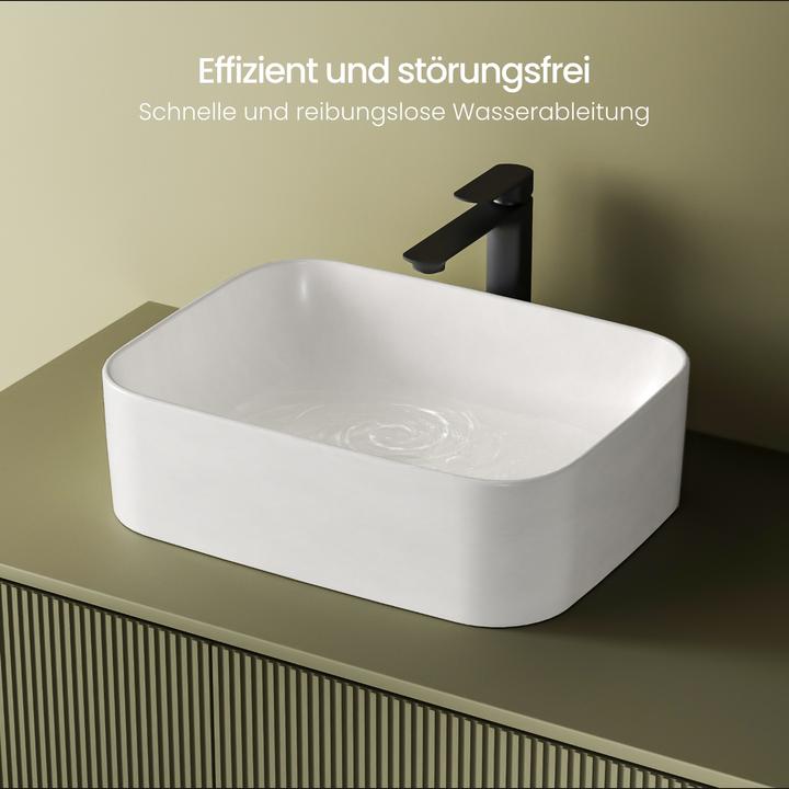 Immagine prodotto Emke Lavabo di design Lavabo da appoggio Bianco Opaco Lavabo in ceramica di alta qualità Bagno Facile da (380 mm, 610 mm)