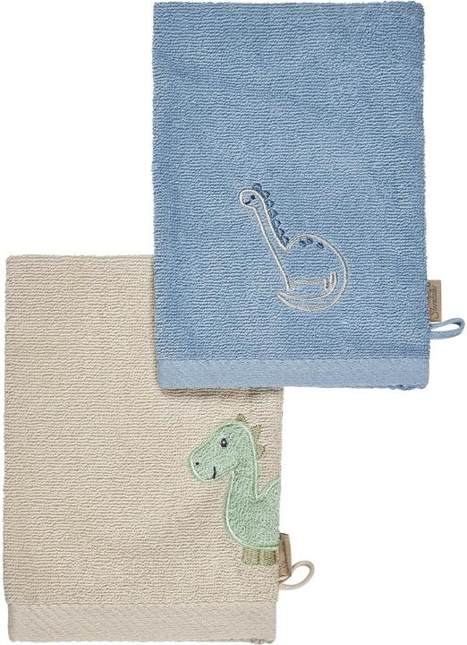 Sterntaler Baby wash mitt Dino Rexi set of 2 blue/beige