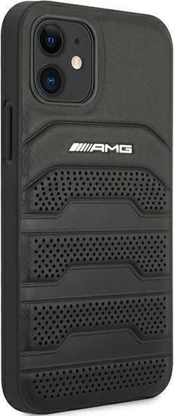 Actual product image Mercedes AMG AMHCP12SGSEBK iPhone 12 mini 5.4" czarny/black hardcase Leather Debossed Lines (Apple iPhone 12 mini)