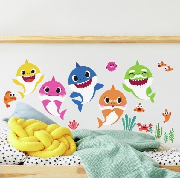 Actual product image Konjac Sponge Baby Shark Wall Stickers