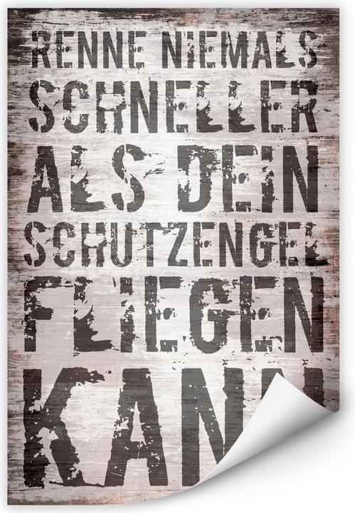 Produktbild Trenddeko Renne niemals schneller als dein Schutzengel fliegen kann (40 x 60 cm)
