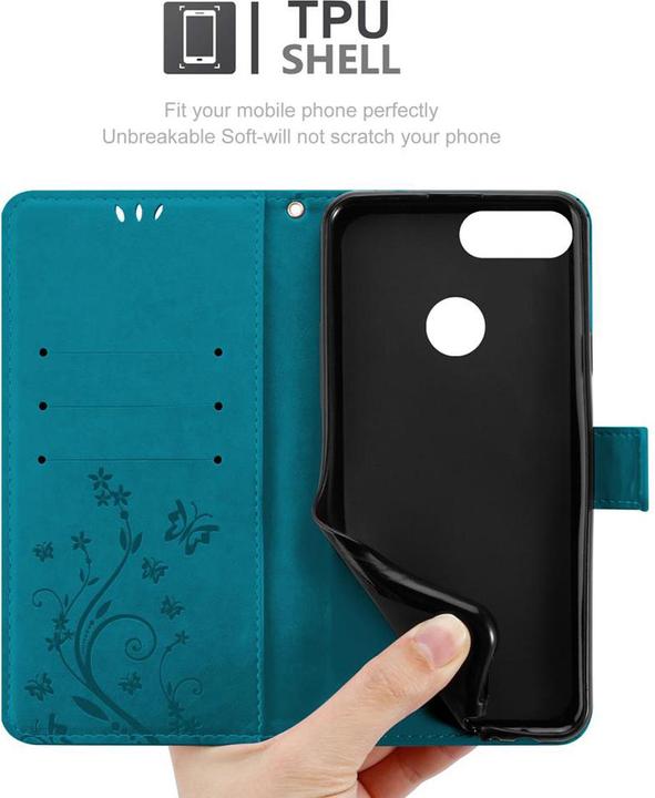 Image du produit Cadorabo Couverture du livre de fleurs (Huawei Enjoy 7S, Huawei P Smart (2018))