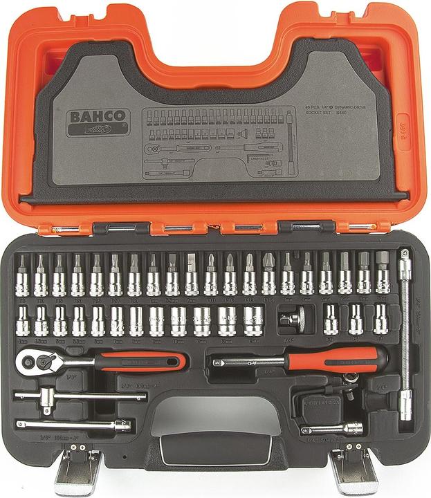 Actual product image Bahco 1/4"-Steckschlüssel-Satz, metrisch, Sechskant, inklusive Schraubendreher-Einsätzen - 46-teilig (13 mm)