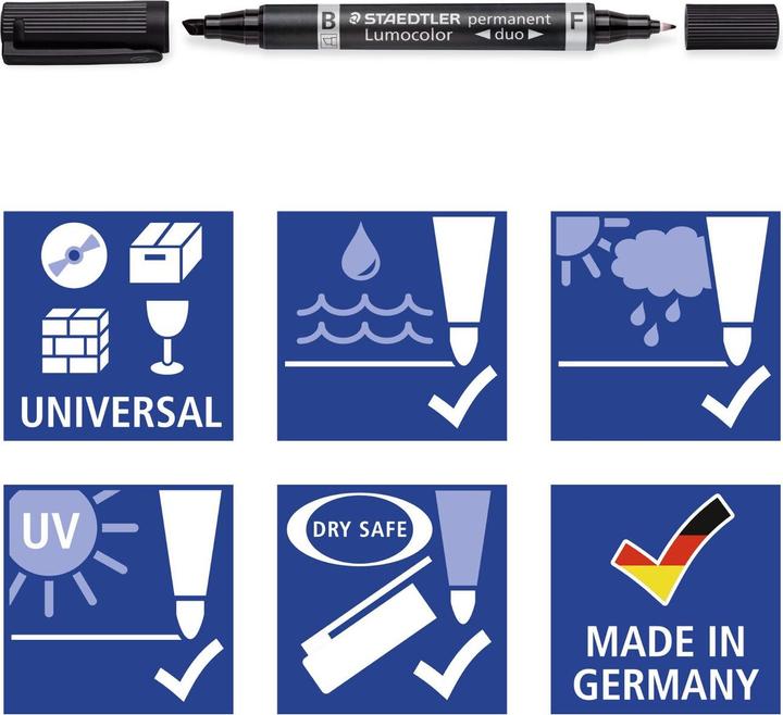 Image du produit Staedtler Lumocolor® permanent duo 348 B (Noir, 4 mm, 1 x)