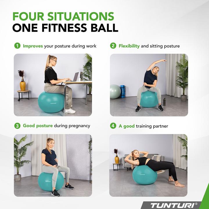 Actual product image Tunturi Gym Ball - Fitnessball reissfest ABS 75 cm Türkis (75 cm)