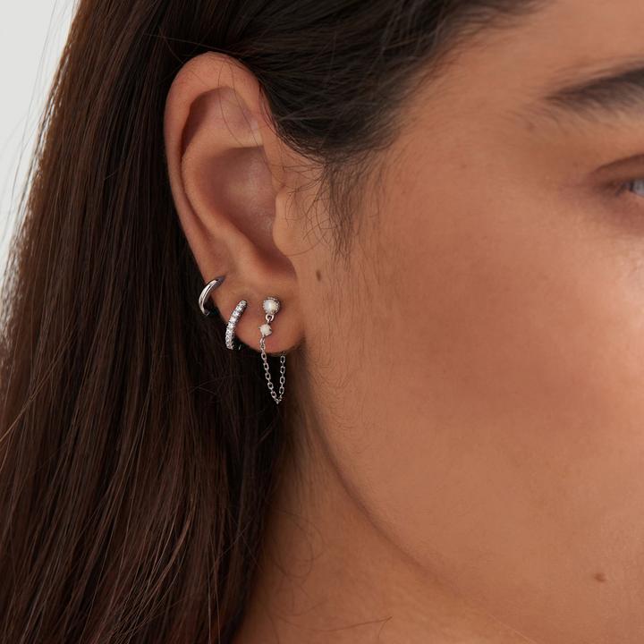 Actual product image Ania Haie Creole Sparkle Mini Hoop 925 Sterling Silver (925 silver)