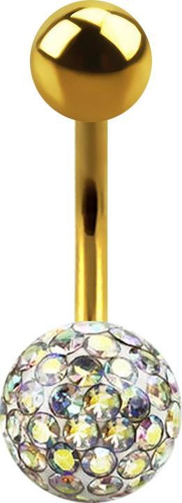 Produktbild Star Piercing Banane vergoldet mit Kugel und Kristall Kugel multicolor Epoxy Schutzschicht (ohne Messing, Titan G23)