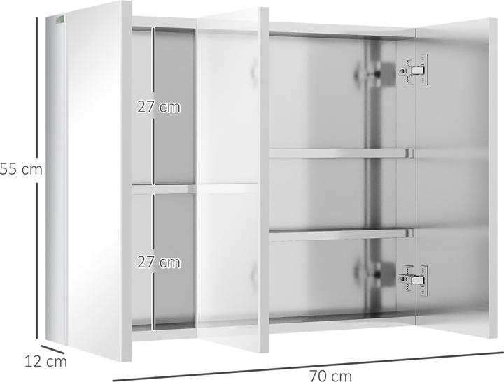 Immagine prodotto Kleankin Armadio a specchio a tre ante (70 x 12 x 55 cm)