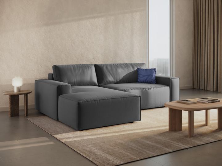Image du produit Micadoni Canapé D'Angle Gauche Velours Convertible Avec Coffre De Rangement, "Jodie", 3 Places, 246x151x86 Fa (Canapé d'angle)