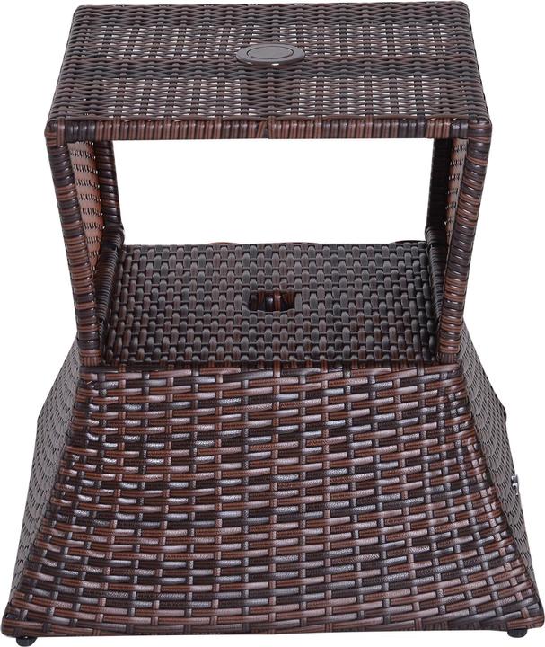 Produktbild Outsunny Rattan-Gartentisch mit Sonnenschirm-Halterung