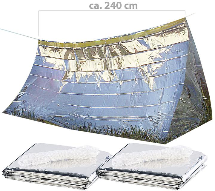Produktbild Semptec 2er-Set Notfall-Zelte für 2 Personen, hitzeabweisend, kältedämmend (0.20 kg, 2 Personen)