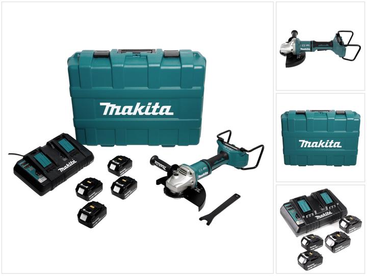 Produktbild Makita DGA 900 PT4KX2 Akku Winkelschleifer 36V ( 2x18V ) 230mm Brushless + 4x Akku 5,0Ah + (230 mm)