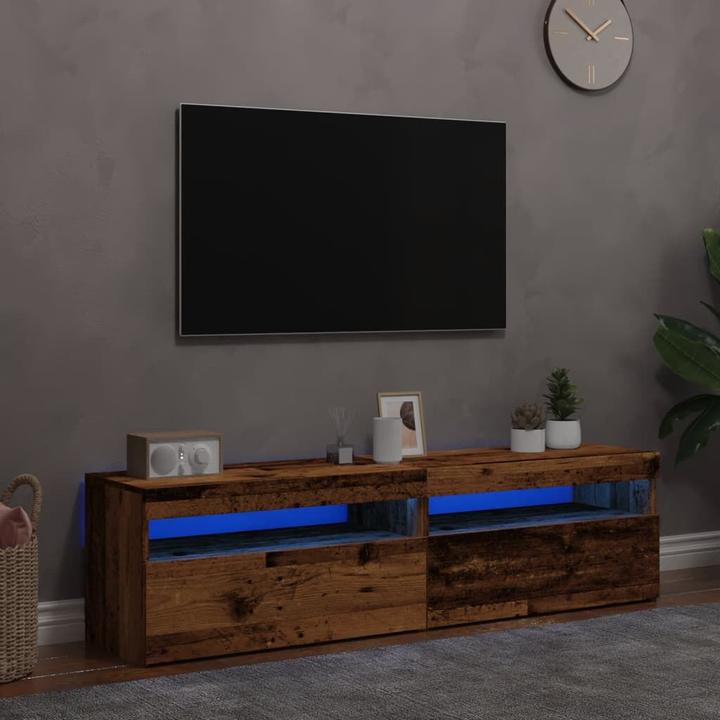 Actual product image VidaXL TV Schrank Lowboard Fernsehschrank Fernsehtisch LED 2 Stk. Altholz-Optik (75 x 35 x 40 cm)