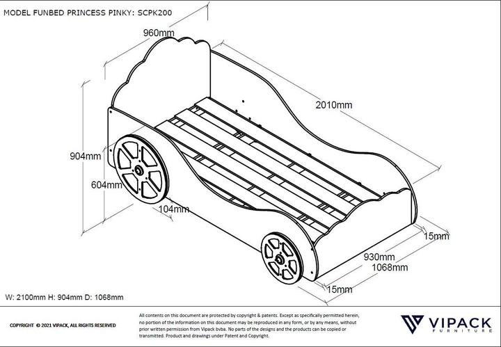 Image du produit Vipack Lit de voiture (90 x 200 cm)