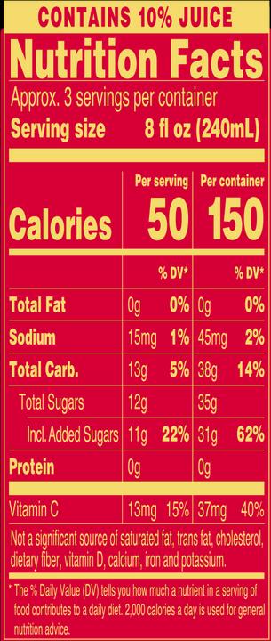 Valori nutrizionali e ingredienti AriZona Scatola di limonata dell'orso d'oro STRAWBERRY (24 x 68 cl)