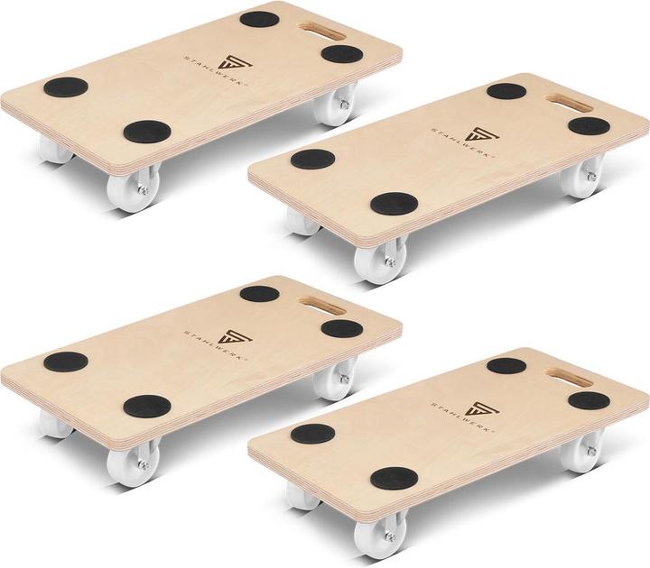 Produktbild Stahlwerk Rollwagen 4er Set bis 250 kg 58x29 cm Rollbrett Transportroller (250 kg)