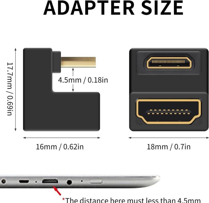 Produktbild PowerGuard Mini HDMI auf HDMI 2.1 180-Grad Winkel U-Form Up Adapter (Mini HDMI)