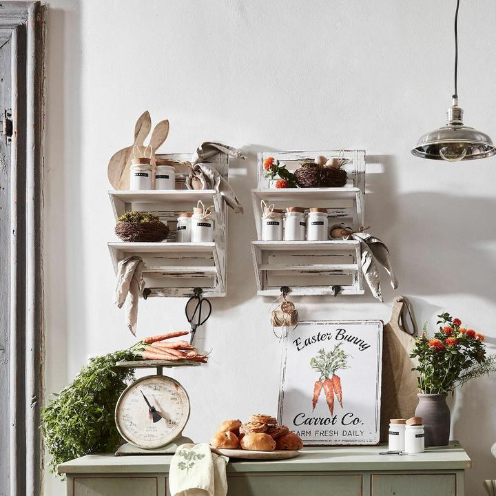 Actual product image Loberon Wall shelf Valeriana antique white (32 x 14 x 42 cm)