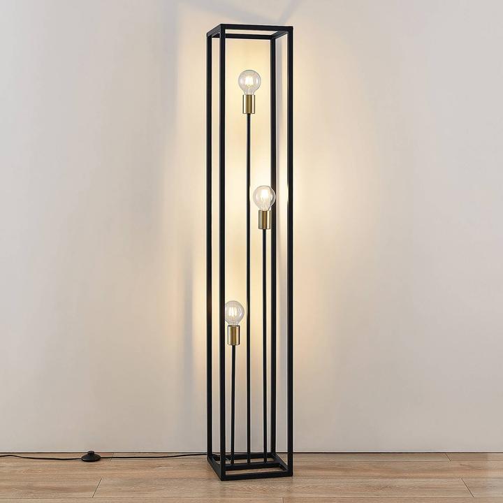 Produktbild Lindby Tiliane Käfig-Stehlampe, schwarz, 3-flammig (E27)