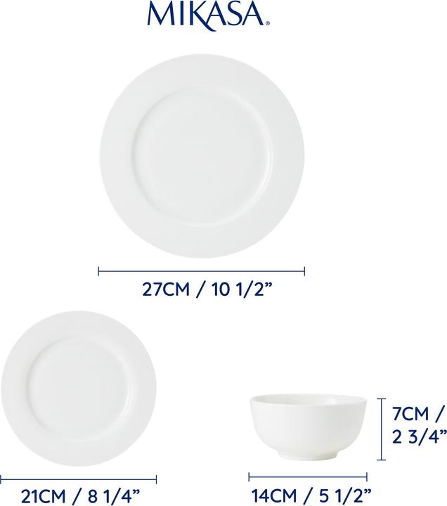 Produktbild Mikasa Egret 12-Piece China Dinner Set, White (12 Stück)