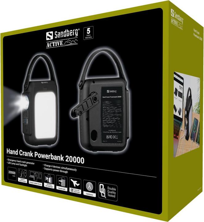 Actual product image Sandberg Hand Crank Powerbank (20000 mAh, 20 W, 74 Wh)