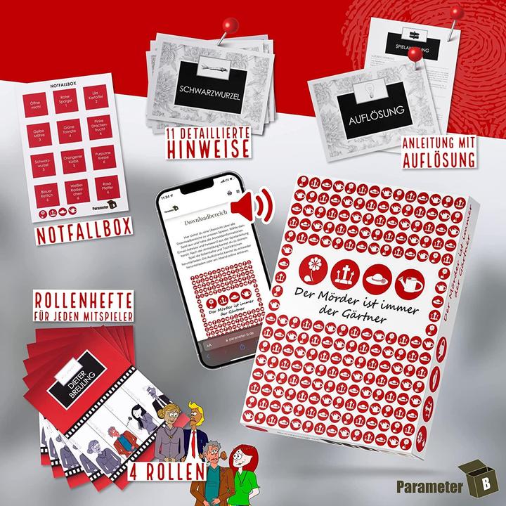 Actual product image Parameter B PARPB001 - Der Mörder ist immer der Gärtner - Krimi-Dinner Spiel, 4 Spieler, 16 Jahren (DE-Ausgabe) (German)