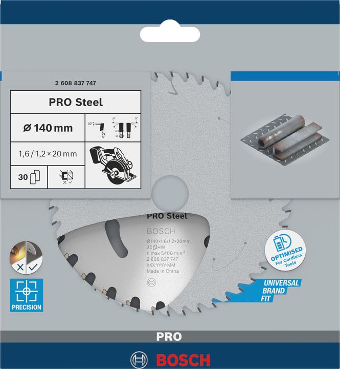 Actual product image Bosch Professional Zubehör PRO Steel cordless circular saw blade, 140 x 1.6 x 20 mm