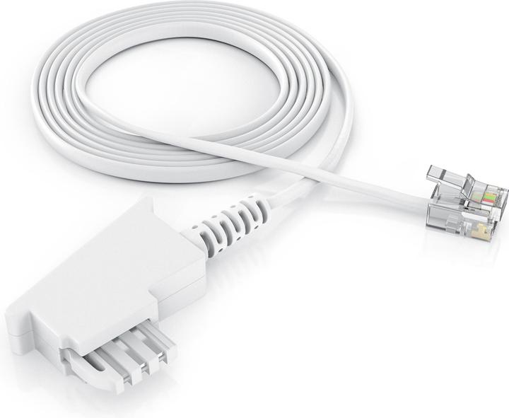 Actual product image CSL Telephone cable flat, TAE-F plug to RJ11, telephone socket to telephone, flat cable, fax, answering