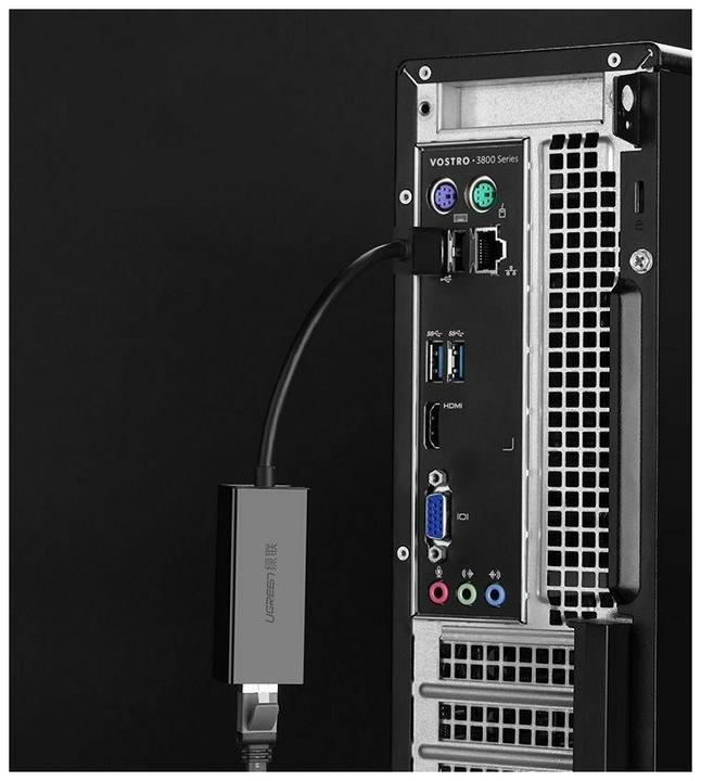 Actual product image Ugreen USB-A 2.0 to 100Mbps Ethernet Adapter (USB 2.0, RJ45 (1x))
