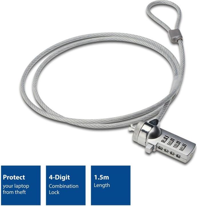 Image du produit Verrou pour ordinateur portable, 1,5m, number lock