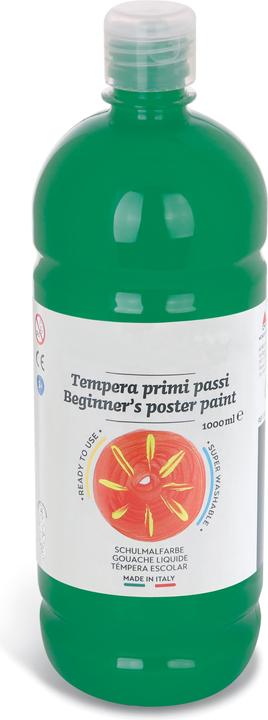 Produktbild trendmarkt24 Temperafarbe grün wasserlöslich 1l Kinder +3 Jahre Plakatfarben Kindergarten (Grün, 1000 ml)