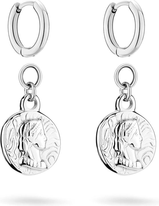 Immagine prodotto Tamaris Orecchini tondi originali con pendenti 2in1 Coins TJ-0441-E-29 (Acciaio inossidabile)