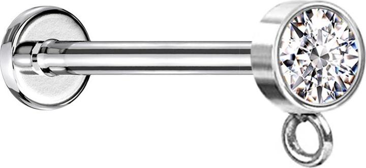 Immagine prodotto Star Piercing Micro labret a filo interno in argento con anello in cristallo cilindrico in argento per ciondolo (senza ottone, Acciaio chirurgico 316L)