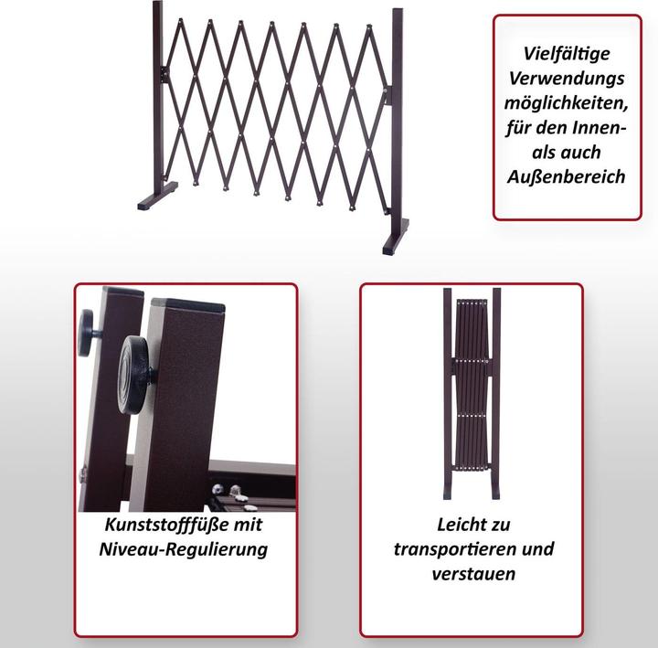 Produktbild Swisshandel24 Absperrgitter, Scherengitter Rankhilfe Tierschutzgitter ausziehbar, Alu braun - Höhe 153cm, Breite 2 (31 cm)