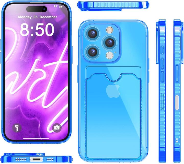 Immagine prodotto Nalia Portacarte trasparente in silicone trasparente al neon (Apple iPhone 16 Pro Max)