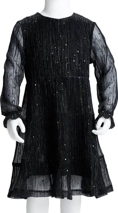 Actual product image VidaXL Children's dress with long sleeves black 128,outer material (128)