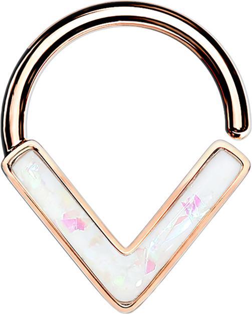 Produktbild Star Piercing Micro Piercing Ring rosegold Winkel mit Opal weiss (Chirurgenstahl 316L, ohne Messing)