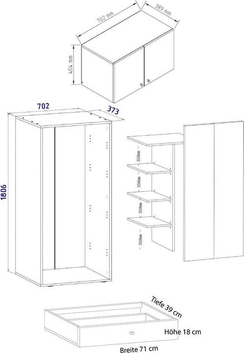 Nährwerte und Zutaten VCM Holz Mehrzweckschrank Serie Vandol mit Drehtüren (70 x 40 cm)