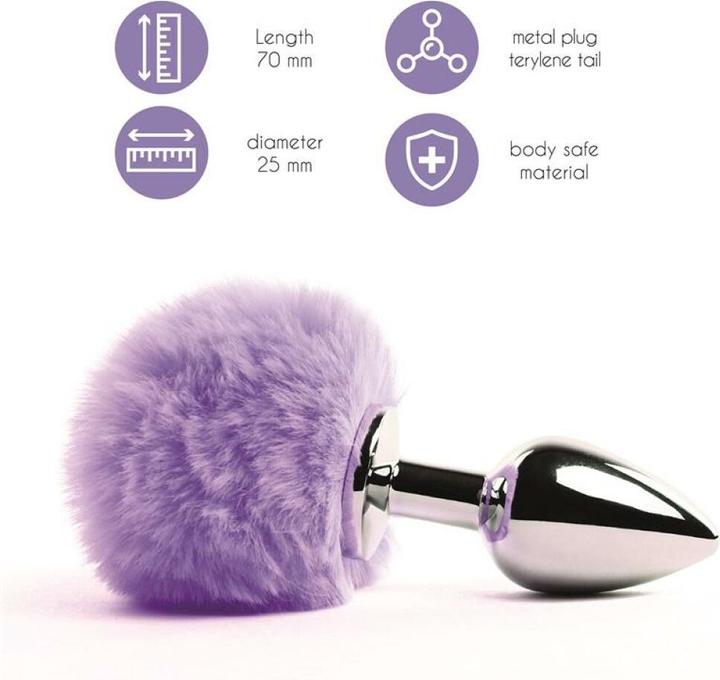 Actual product image FeelzToys Bunny Tails Butt Plug Purple