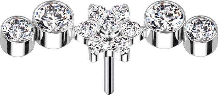 Immagine prodotto Star Piercing Cristalli a fiore d'argento Threadless Quattro cristalli d'argento (Titanio G23, senza ottone)
