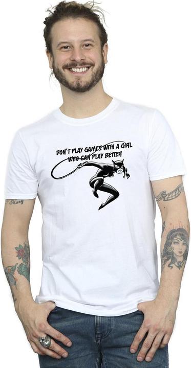 Actual product image Mens Catwoman Don't Play Games T-Shirt (XL)