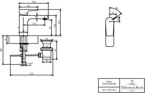 Actual product image Villeroy & Boch V&B Single lever basin mixer LIBERTY round 43x150x135mm chrome