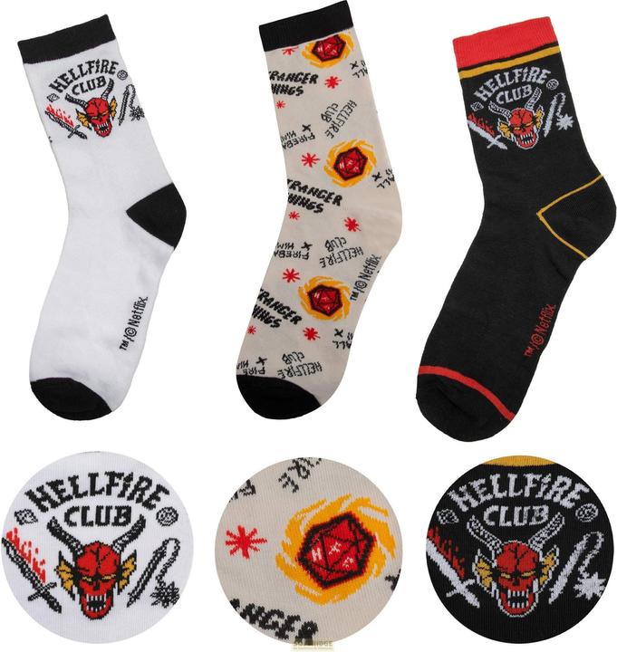 Actual product image Cinereplicas Stranger Things: Hellfire Club socks (3 pairs (pack of 3, 40)
