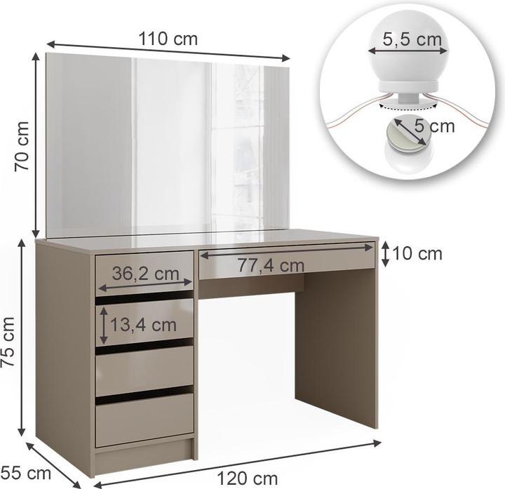 Image du produit Vicco Sherry avec éclairage (120 x 75 x 55 cm)