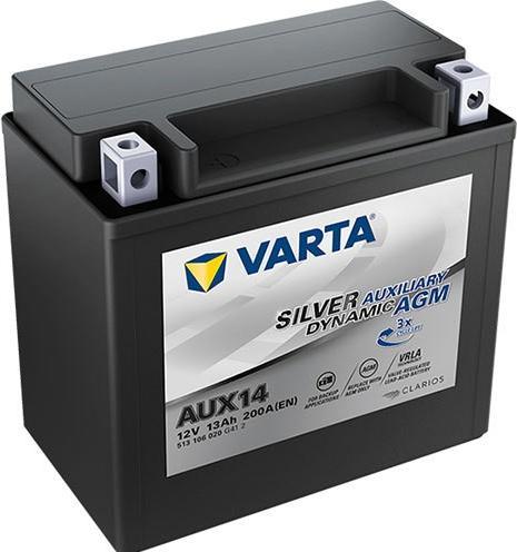 Immagine prodotto Varta AUX14 SILVER AUXILIARY DYNAMIC AGM 513 106 020 Batteria di riserva 13Ah (12 V, 13 Ah, 200 A)