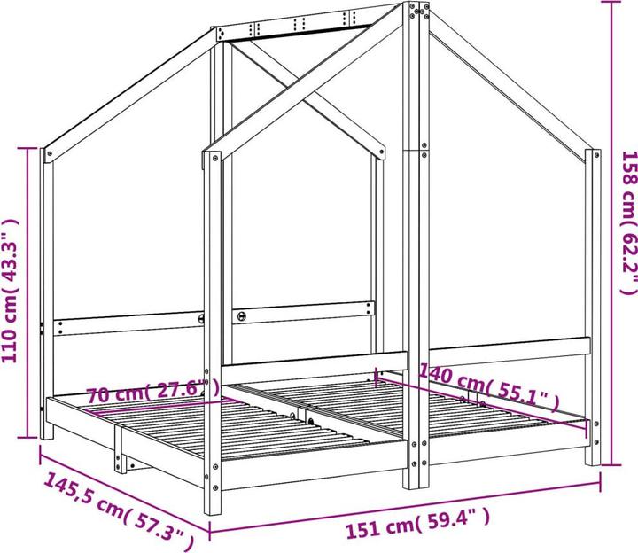 Immagine prodotto VidaXL Struttura letto per bambini (70 x 140 cm)